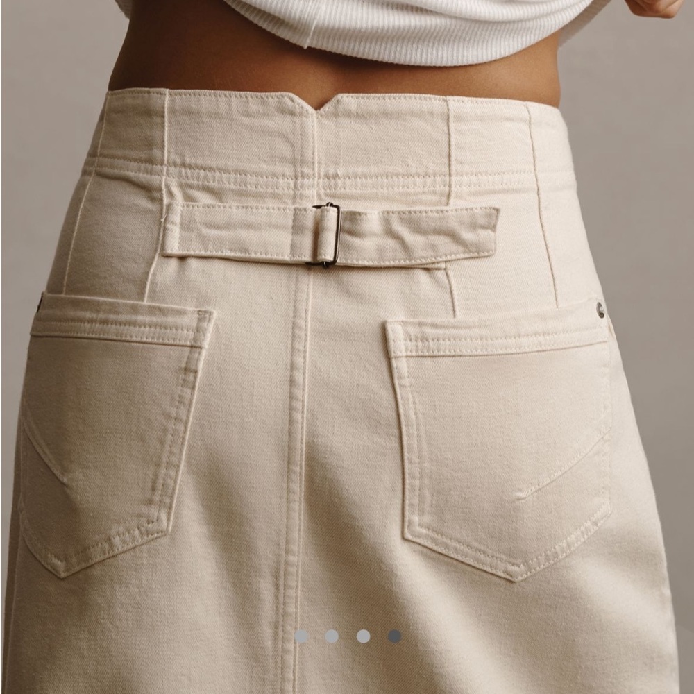 Pilcro Cream Midi Skirt with High Slit - Picture 4 of 11